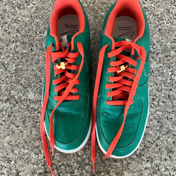 Nike Air Force 1 ID By You Mens 12 DJ7015-991 No Lid Custom Green Orange‎ - Picture 2 of 11